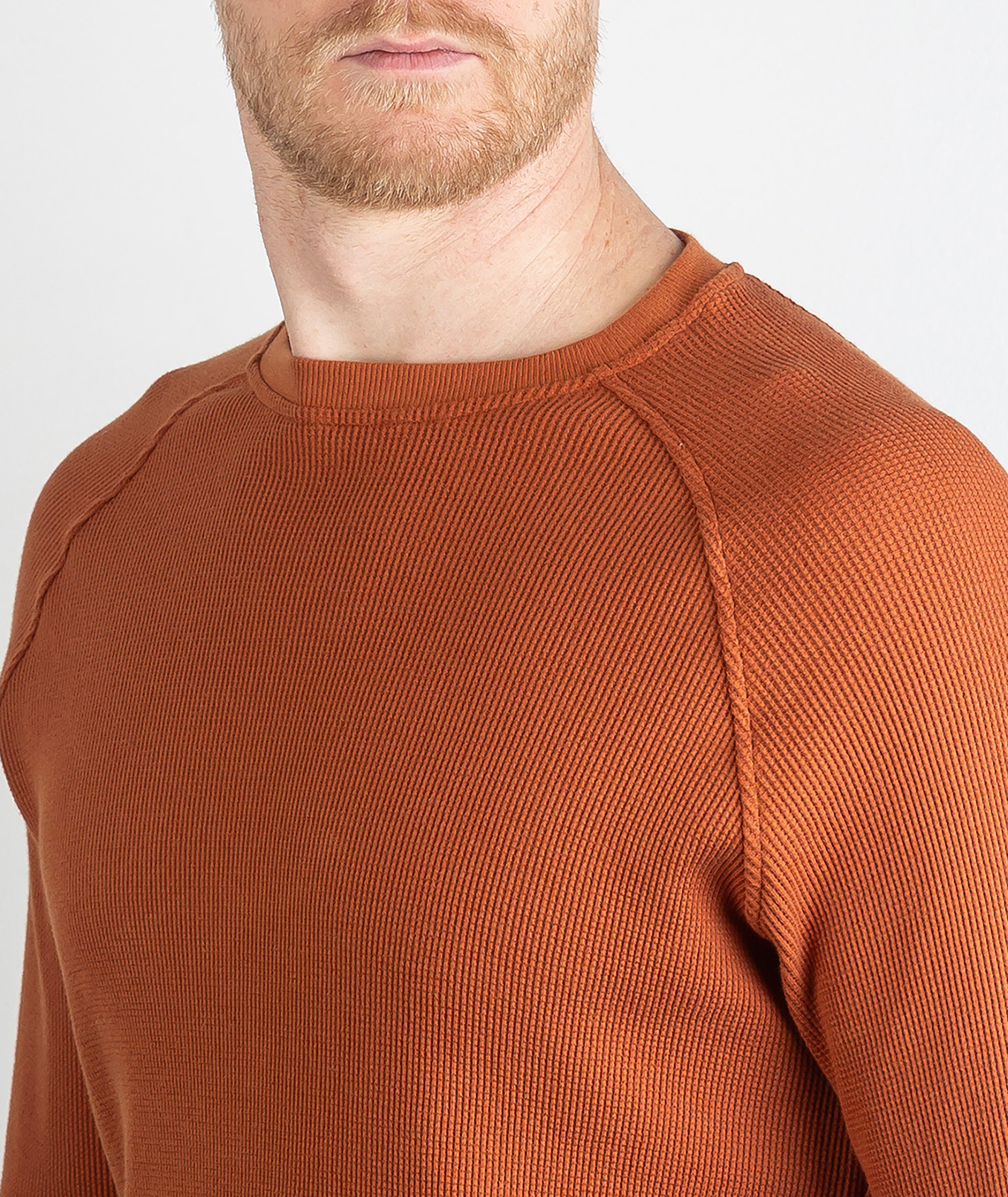 Rogan Long Sleeve Waffle Shirt Rust