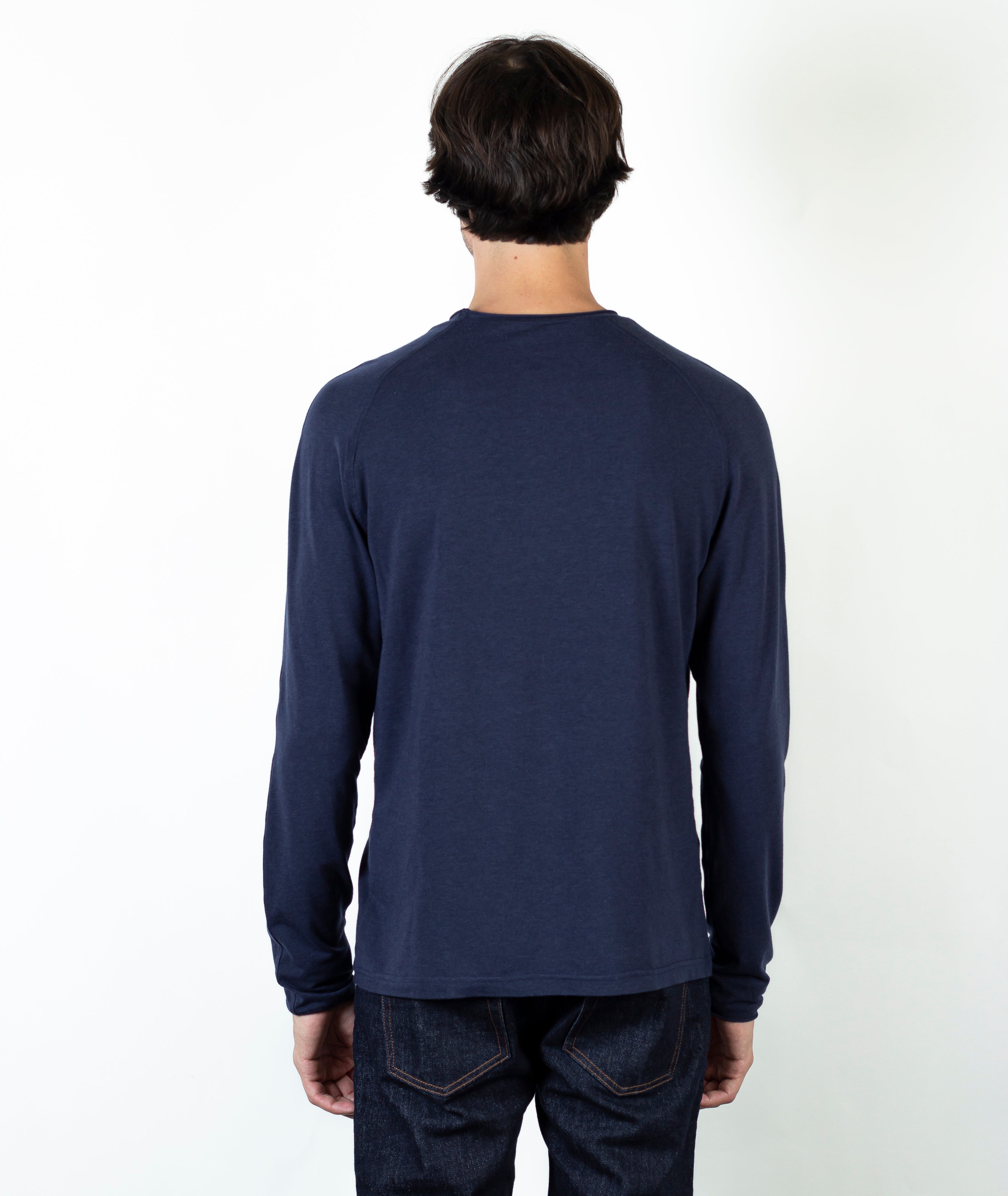 Kip Long Sleeve Slim Fit T-Shirt Navy