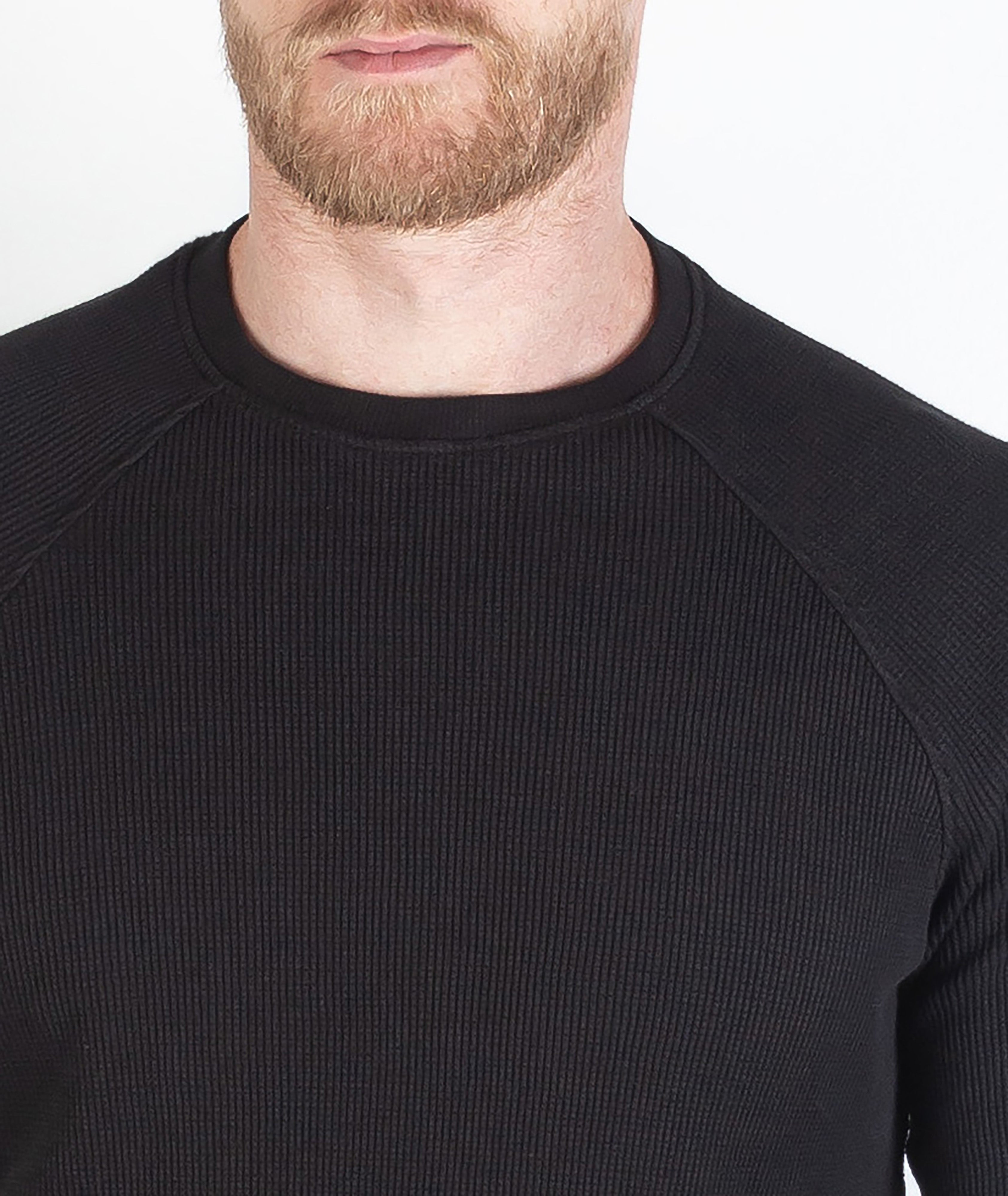 Rogan Long Sleeve Waffle Shirt Black