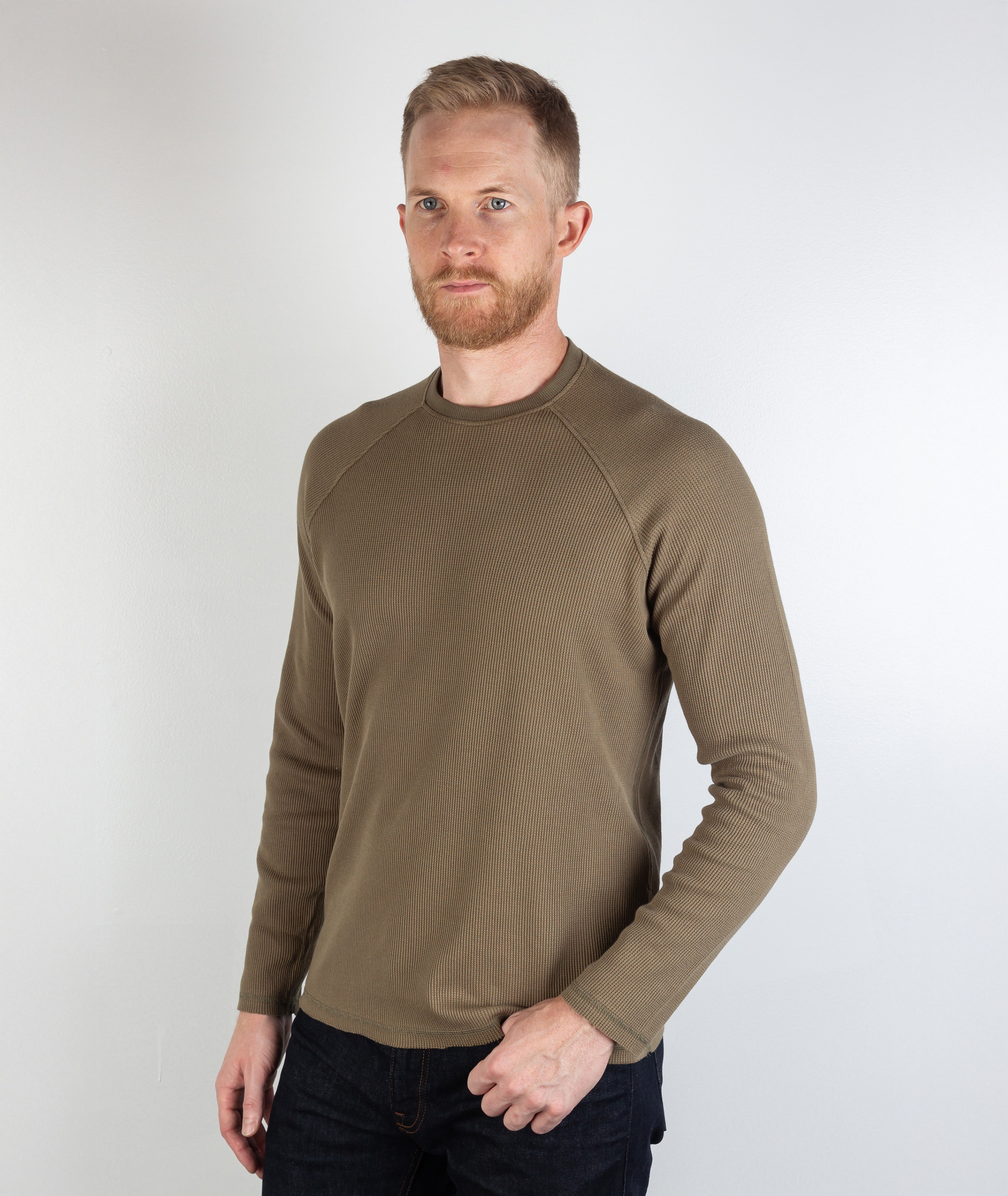 Rogan Long Sleeve Waffle Shirt Army