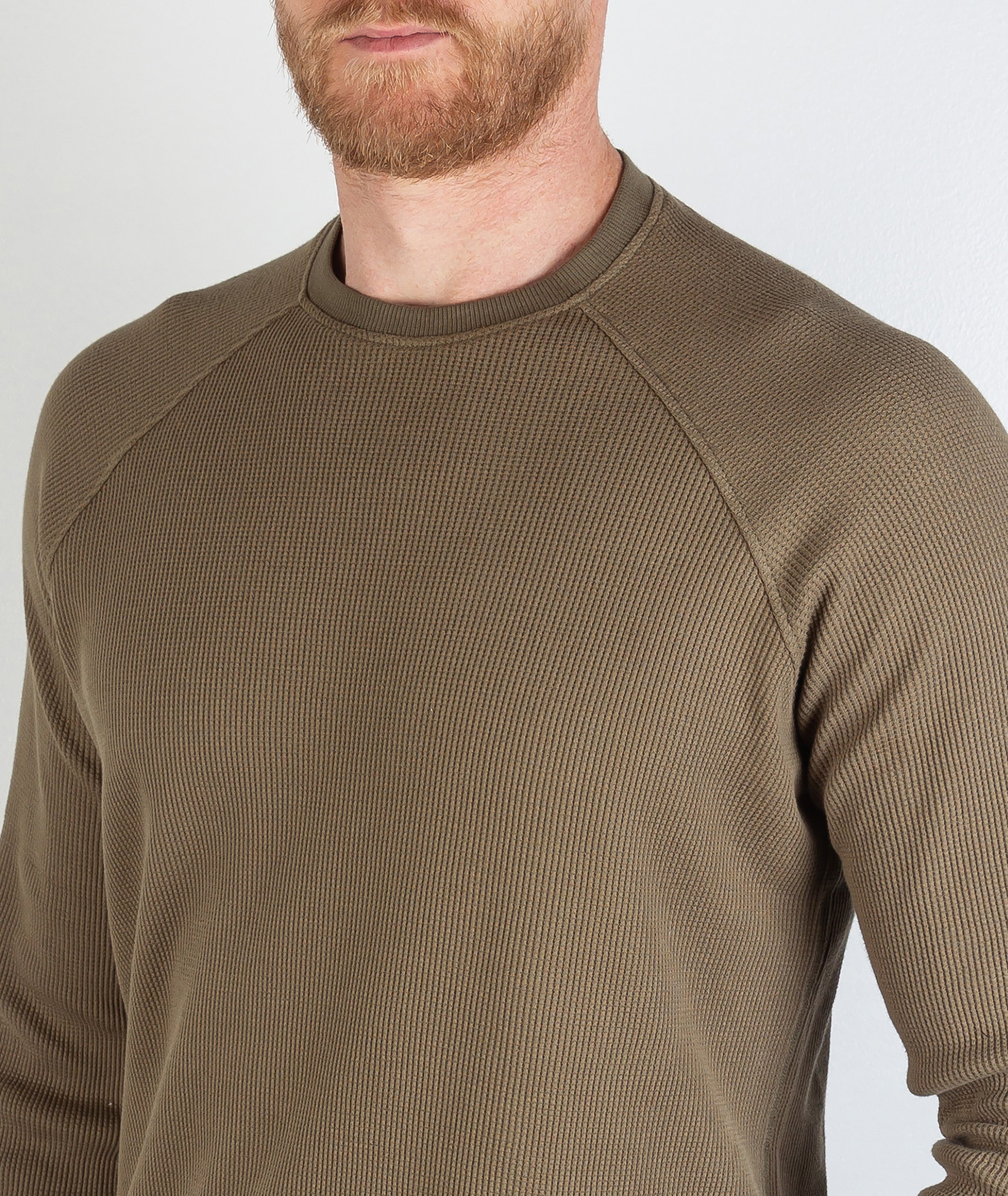 Rogan Long Sleeve Waffle Shirt Army