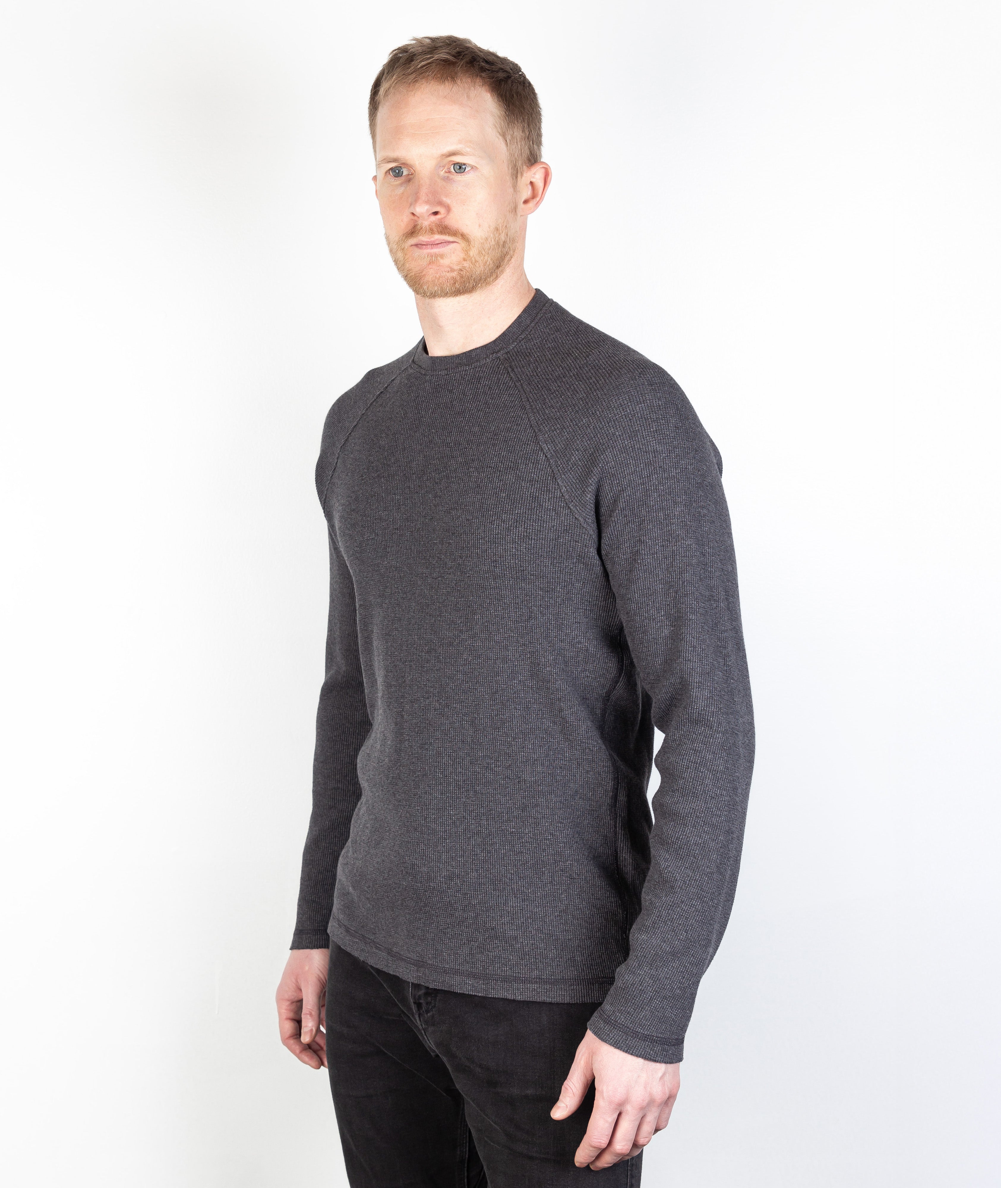 Rogan Long Sleeve Waffle Shirt Grey