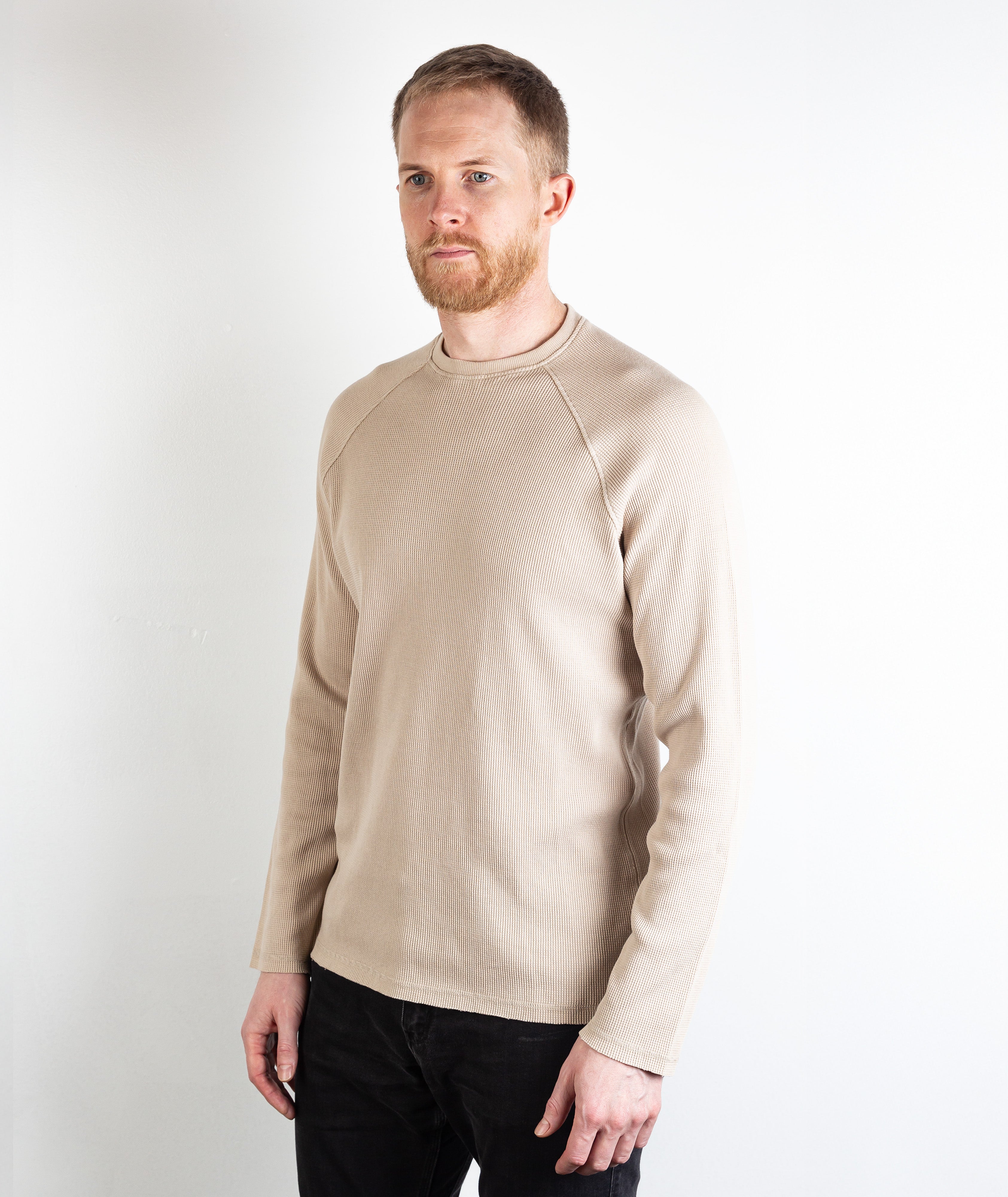 Rogan Long Sleeve Waffle Shirt Biscotti