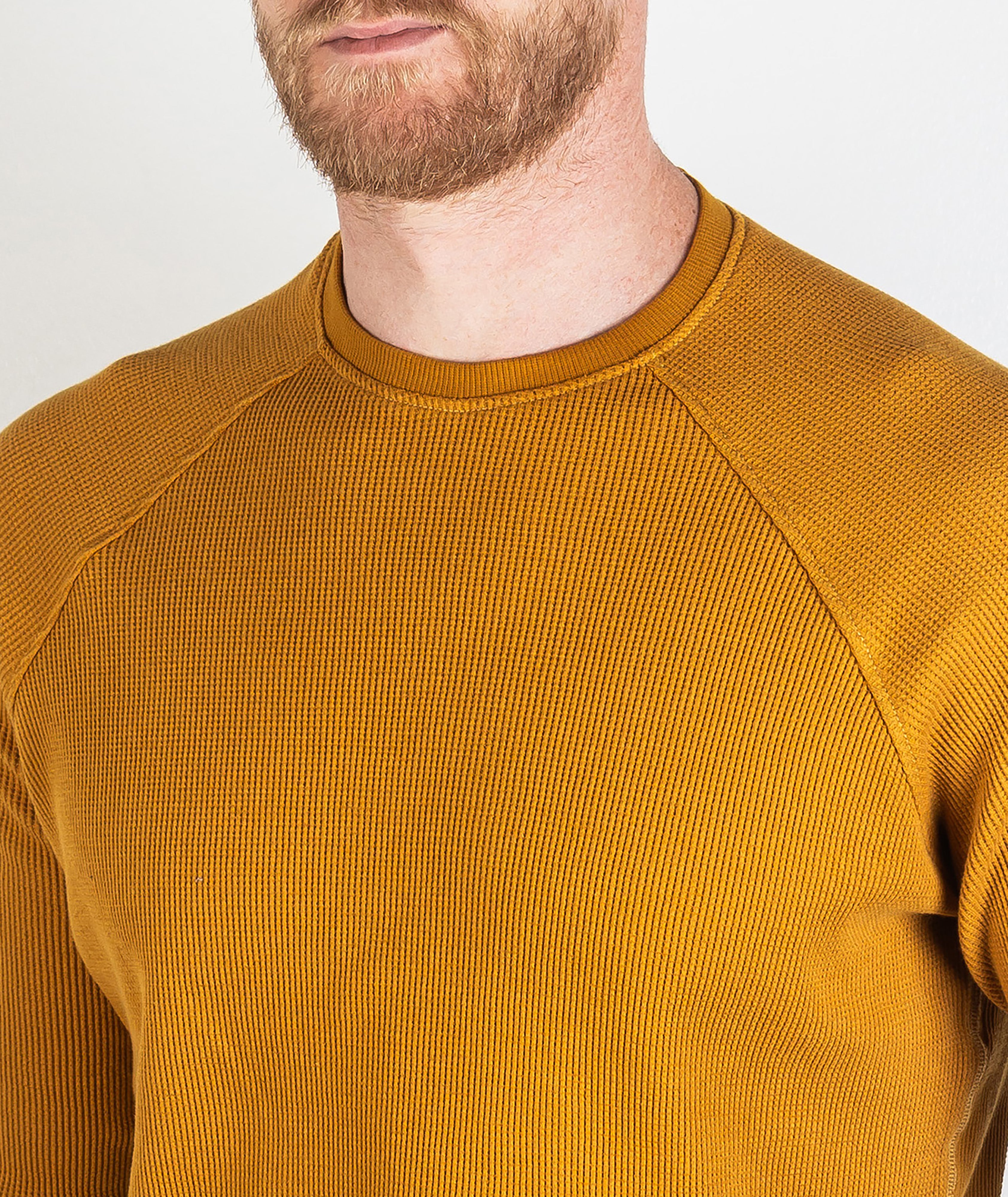 Rogan Long Sleeve Waffle Shirt Mustard