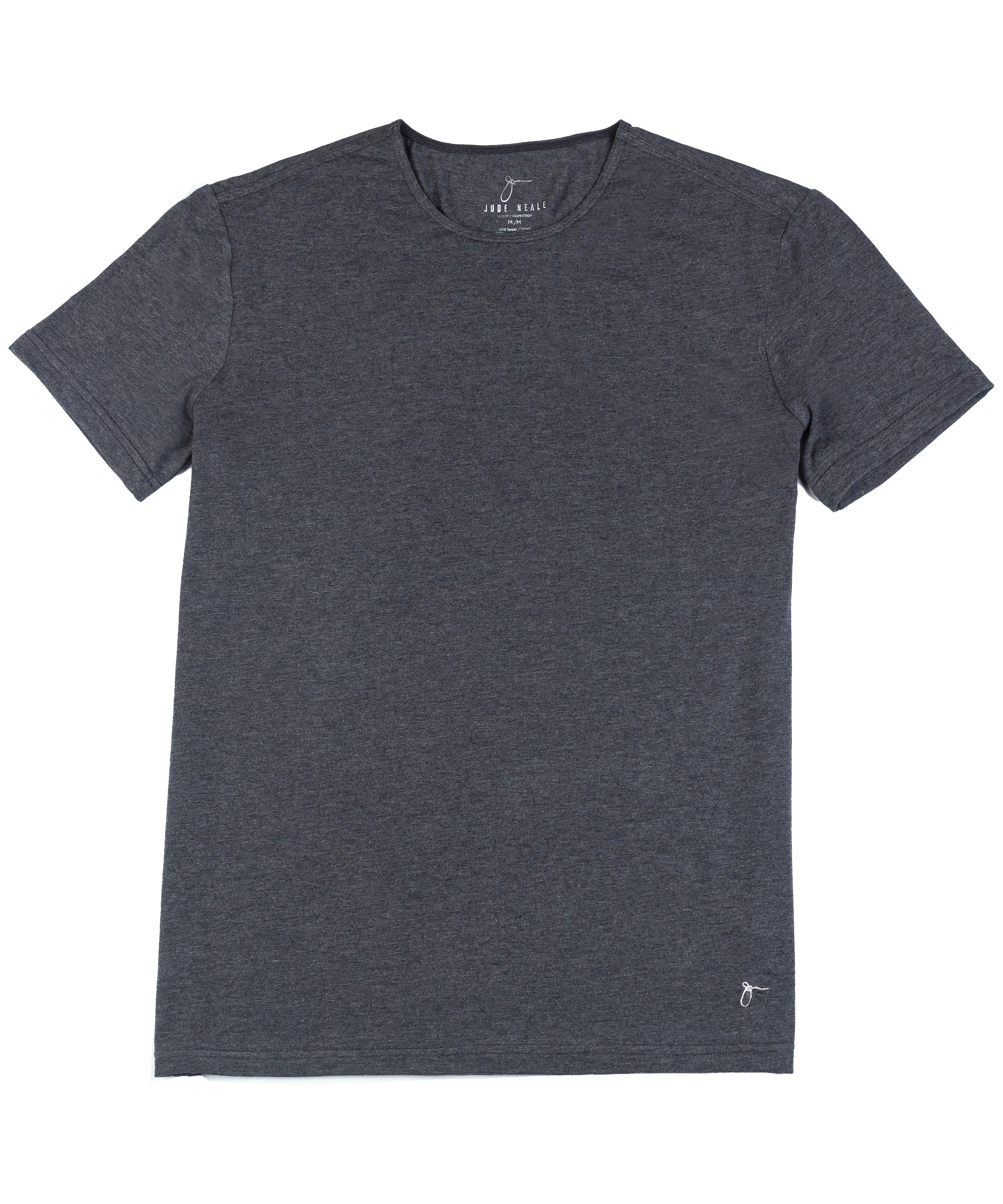 Bolt Slim Fit Luxury Short Sleeve T-Shirt in Grey Mix flat lay, crafted from eco-friendly Lyocell and organic cotton, showcasing its premium fabric and minimalist design.
