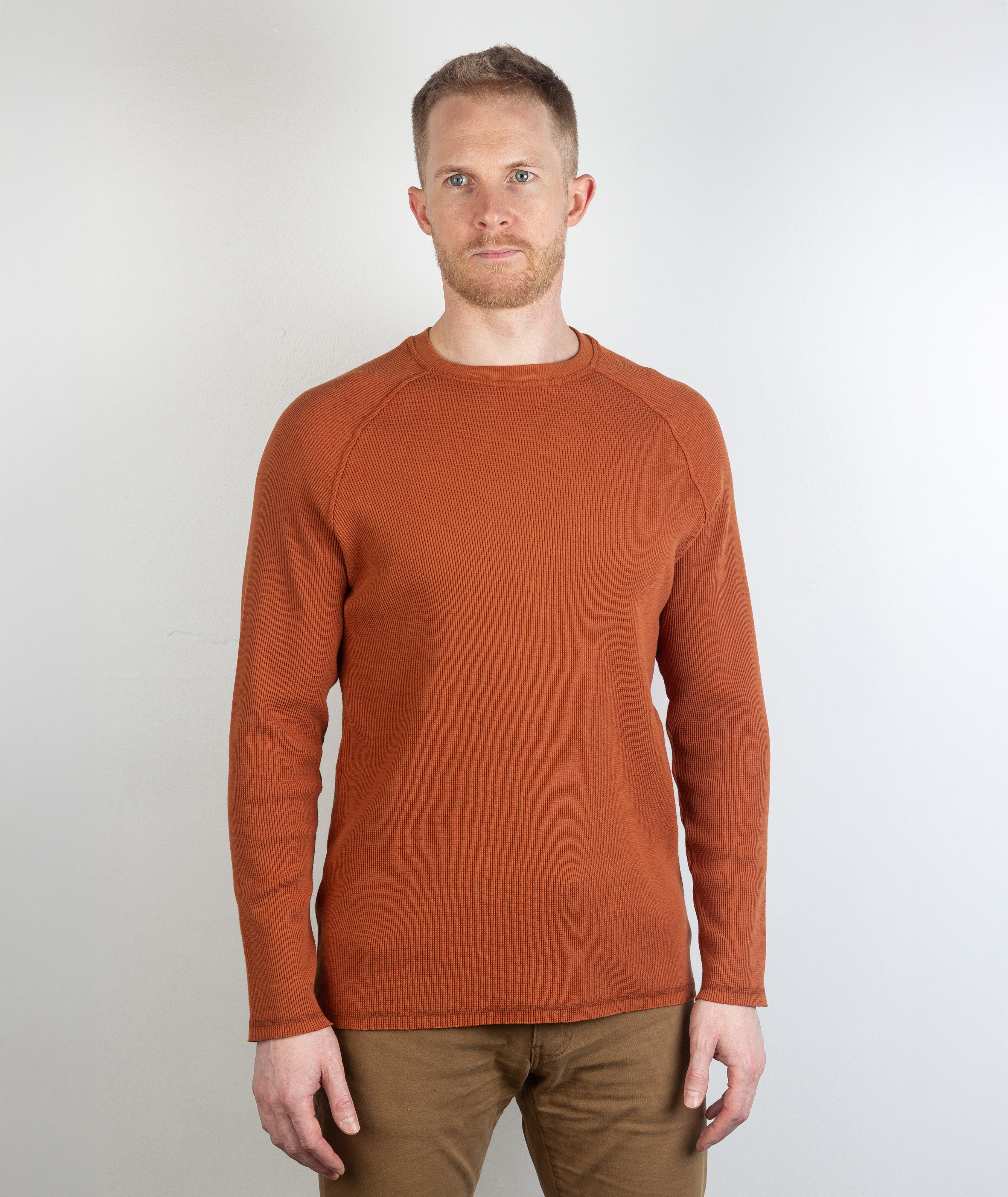 Rogan Long Sleeve Waffle Shirt Rust