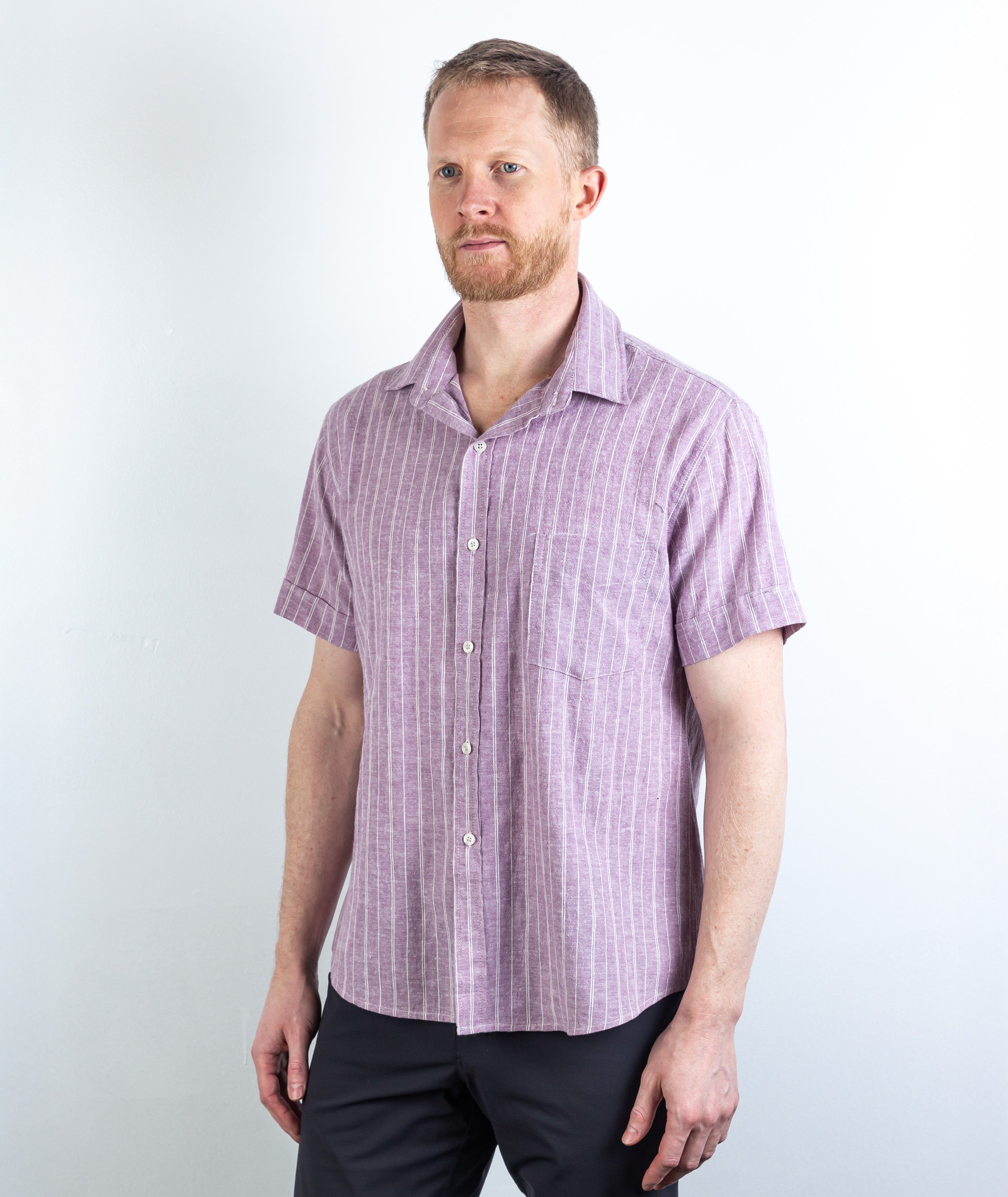 Rene Stripe Short Sleeve Berry
