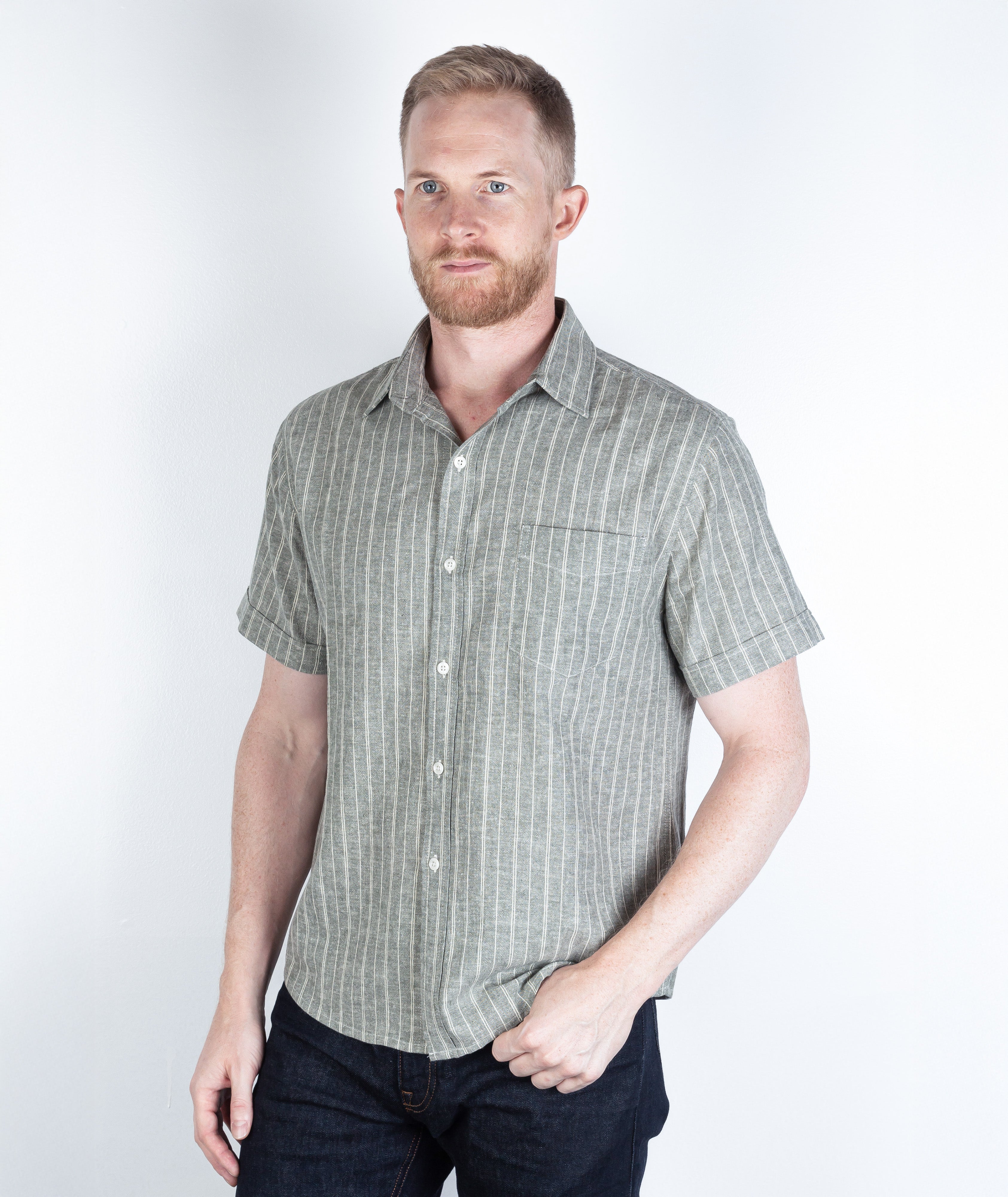 Rene Stripe Short Sleeve Forest