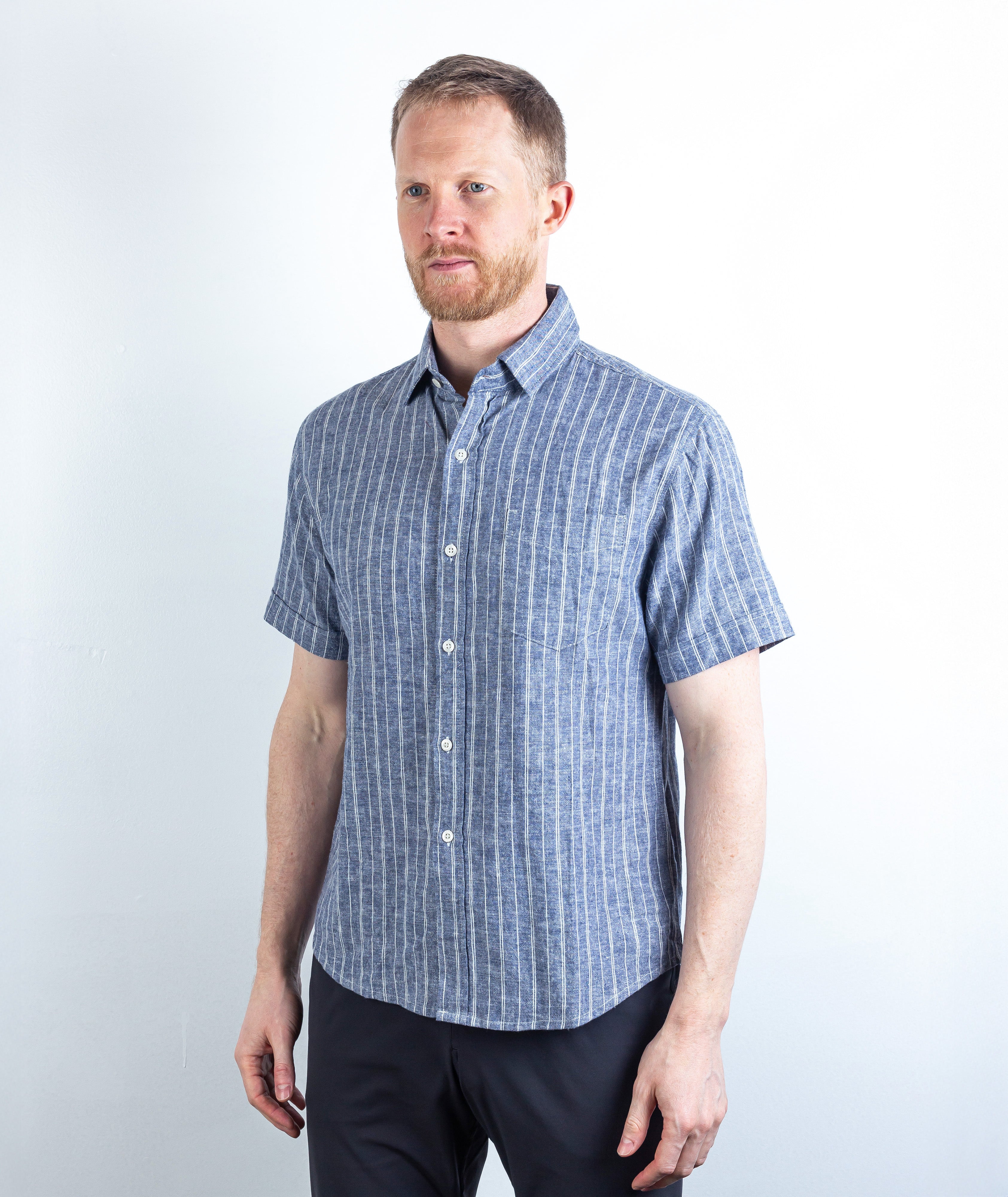 Rene Stripe Short Sleeve Indigo
