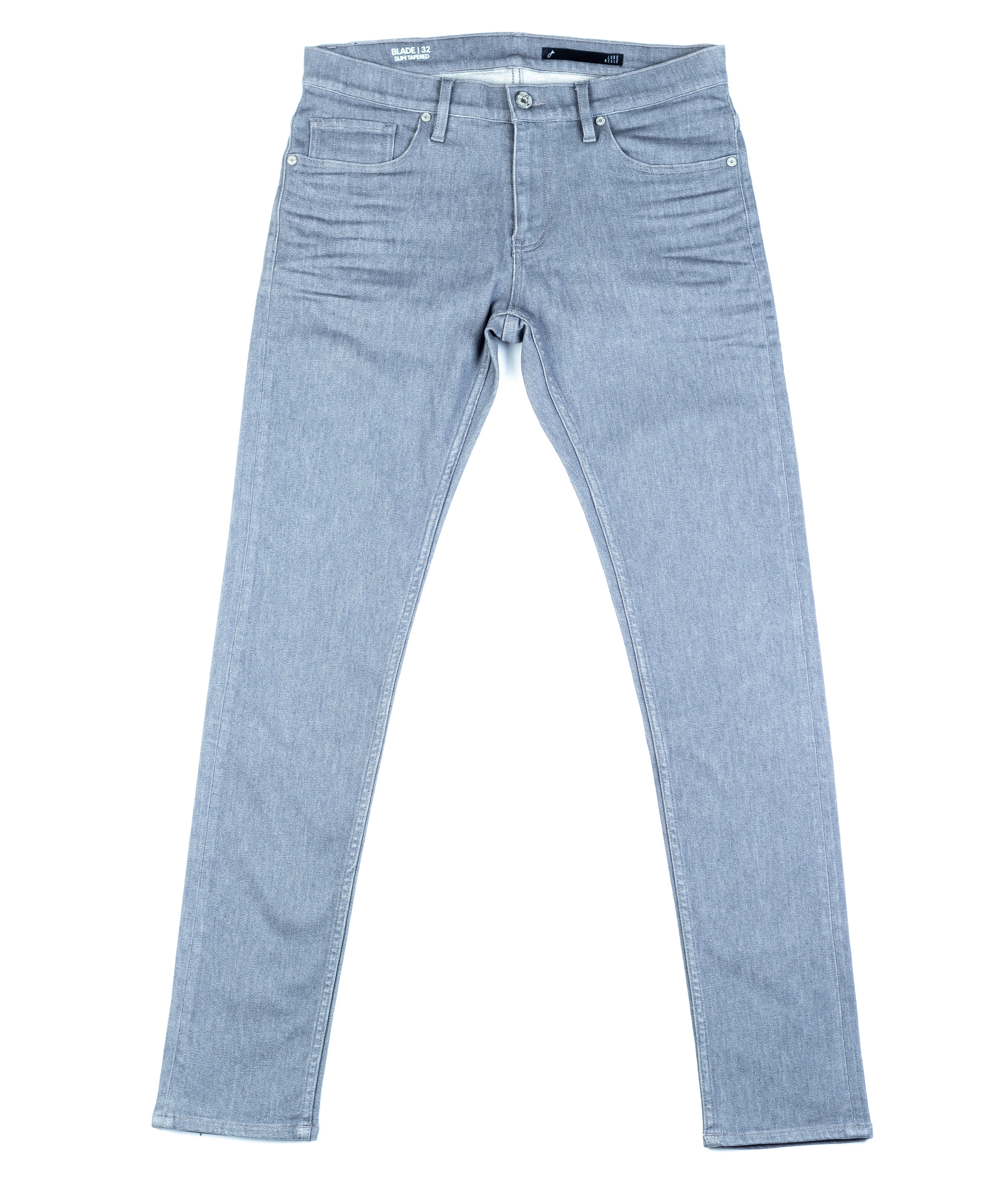 Blade Slate Slim Tapered Fit Jeans unfolded highlighting artisan craftsmanship and sustainable materials.