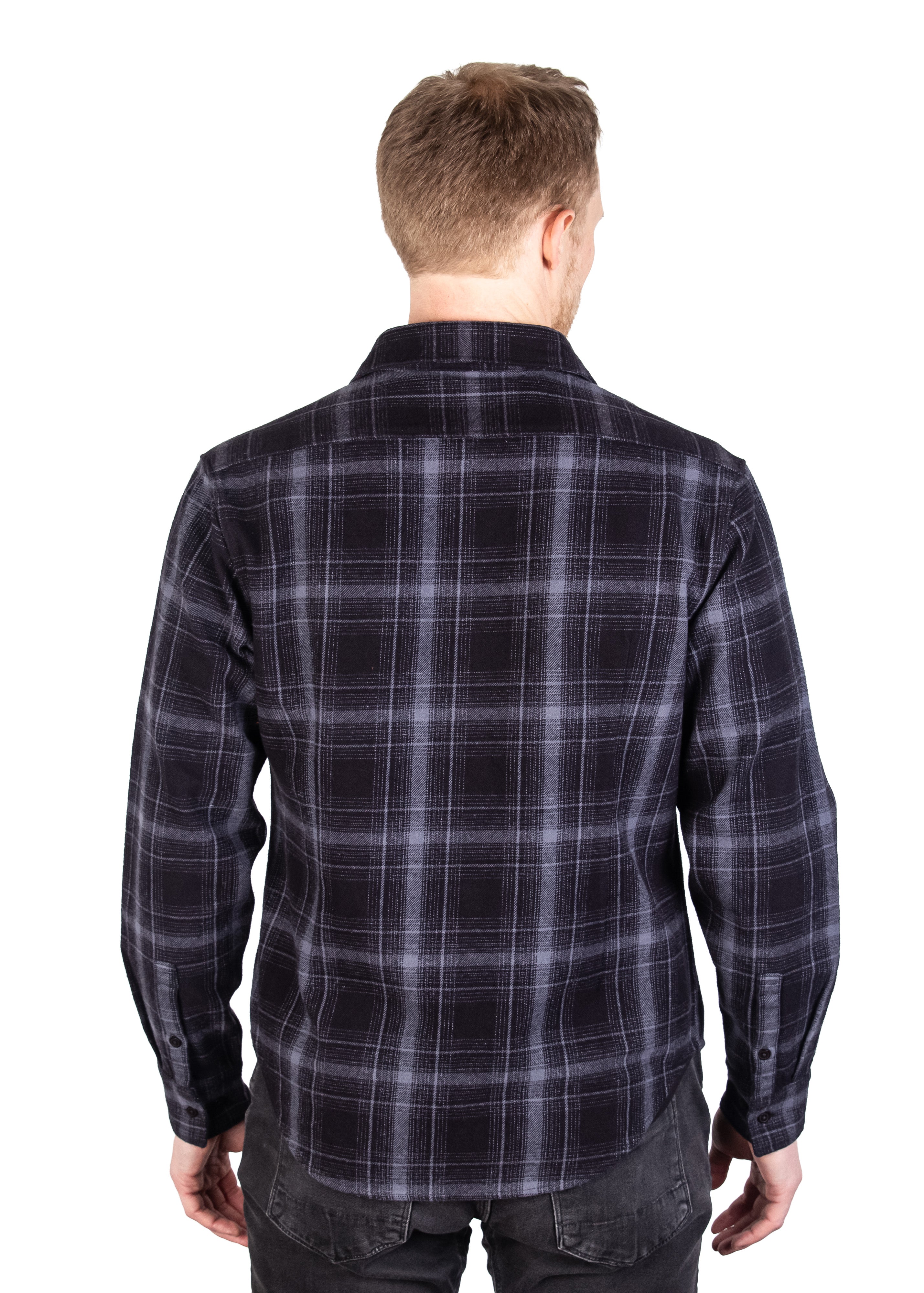 Vinci Long Sleeve Grey Plaid Shirt